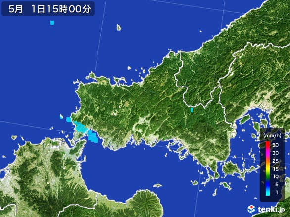 山口県の雨雲レーダー(2017年05月01日)