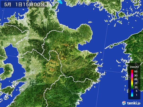 大分県の雨雲レーダー(2017年05月01日)