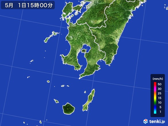 鹿児島県の雨雲レーダー(2017年05月01日)