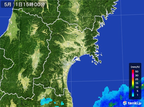 宮城県の雨雲レーダー(2017年05月01日)