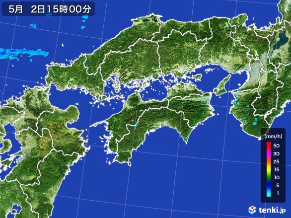 四国地方の雨雲レーダー(2017年05月02日)