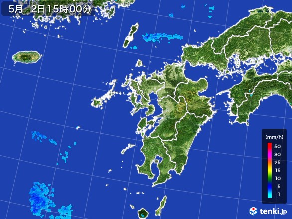 九州地方の雨雲レーダー(2017年05月02日)
