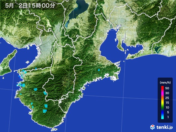 三重県の雨雲レーダー(2017年05月02日)