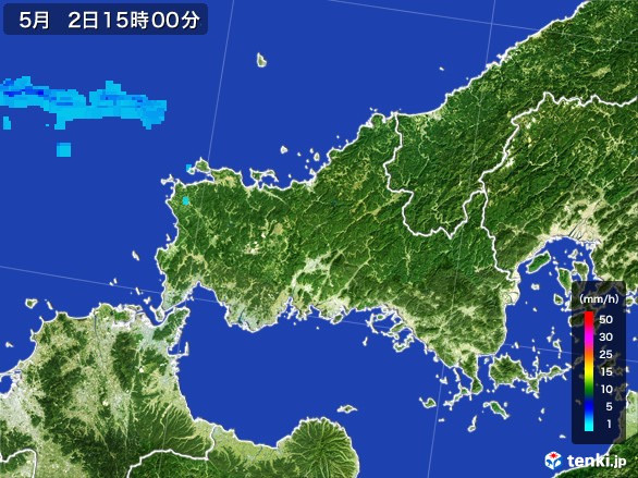 山口県の雨雲レーダー(2017年05月02日)