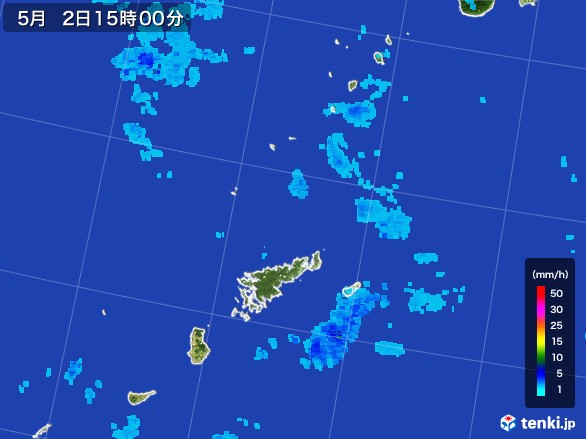 奄美諸島(鹿児島県)の雨雲レーダー(2017年05月02日)