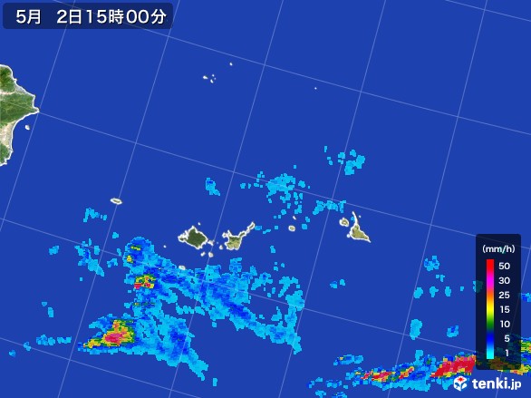 宮古・石垣・与那国(沖縄県)の雨雲レーダー(2017年05月02日)