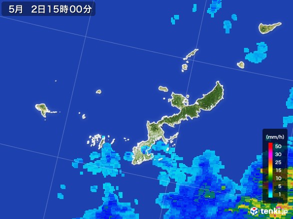 沖縄県の雨雲レーダー(2017年05月02日)