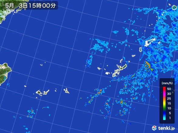 沖縄地方の雨雲レーダー(2017年05月03日)