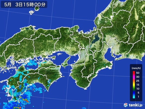 近畿地方の雨雲レーダー(2017年05月03日)