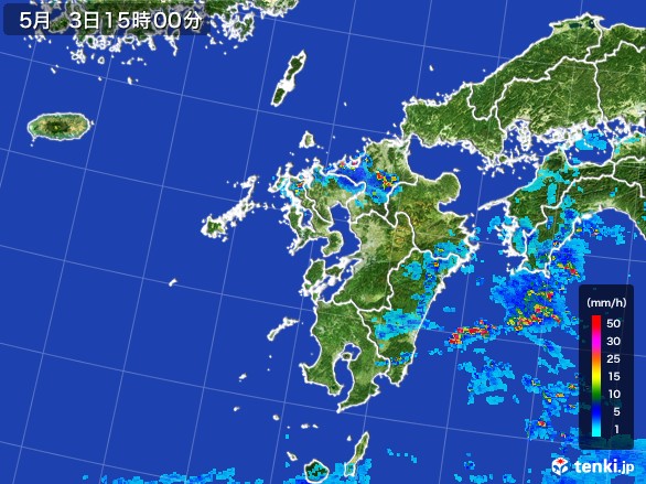 九州地方の雨雲レーダー(2017年05月03日)