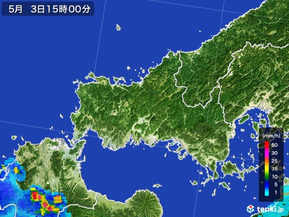 山口県の雨雲レーダー(2017年05月03日)