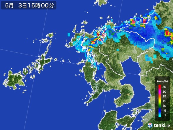 長崎県の雨雲レーダー(2017年05月03日)