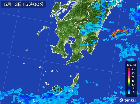 鹿児島県の雨雲レーダー(2017年05月03日)