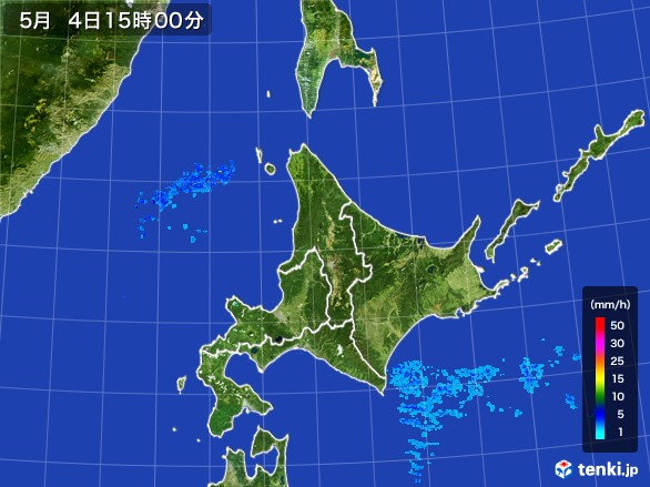 北海道地方の雨雲レーダー(2017年05月04日)