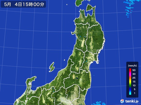 東北地方の雨雲レーダー(2017年05月04日)