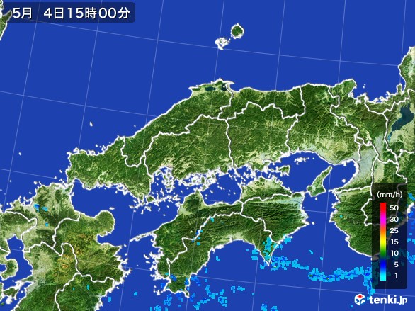 中国地方の雨雲レーダー(2017年05月04日)