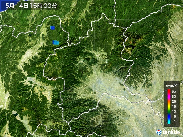 群馬県の雨雲レーダー(2017年05月04日)