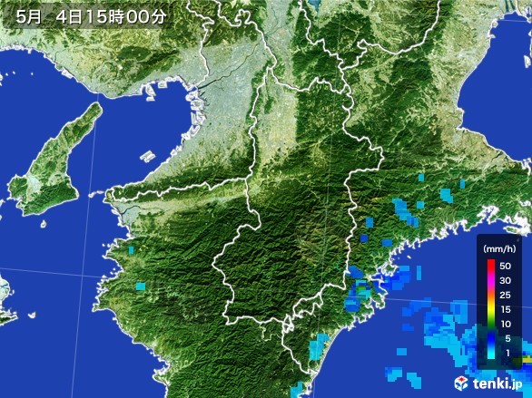 奈良県の雨雲レーダー(2017年05月04日)