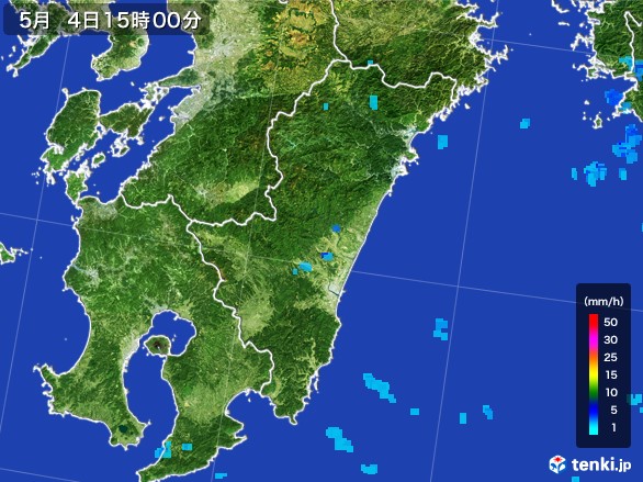 宮崎県の雨雲レーダー(2017年05月04日)