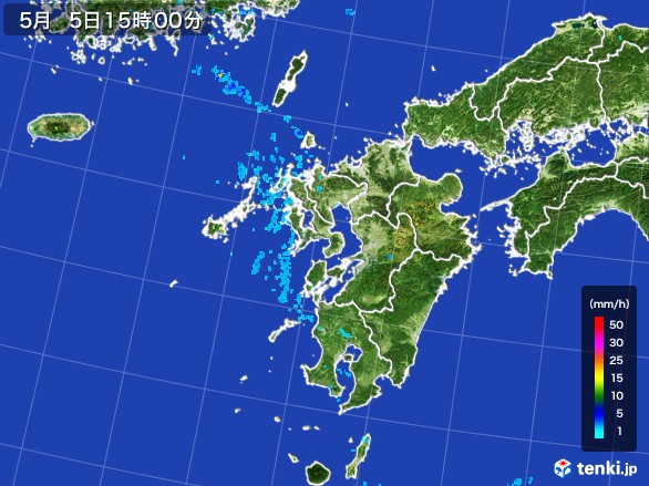 九州地方の雨雲レーダー(2017年05月05日)