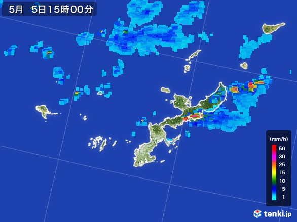 沖縄県の雨雲レーダー(2017年05月05日)