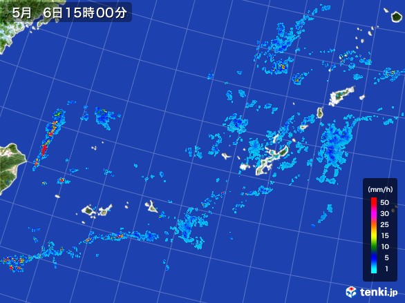 沖縄地方の雨雲レーダー(2017年05月06日)