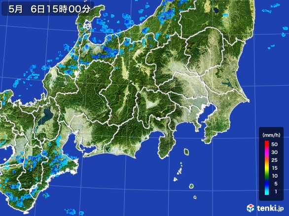 関東・甲信地方の雨雲レーダー(2017年05月06日)