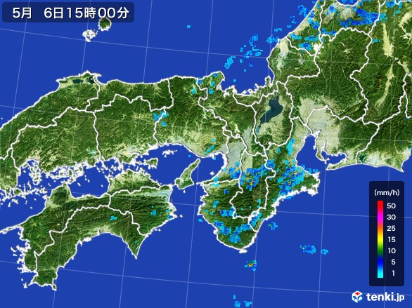 近畿地方の雨雲レーダー(2017年05月06日)