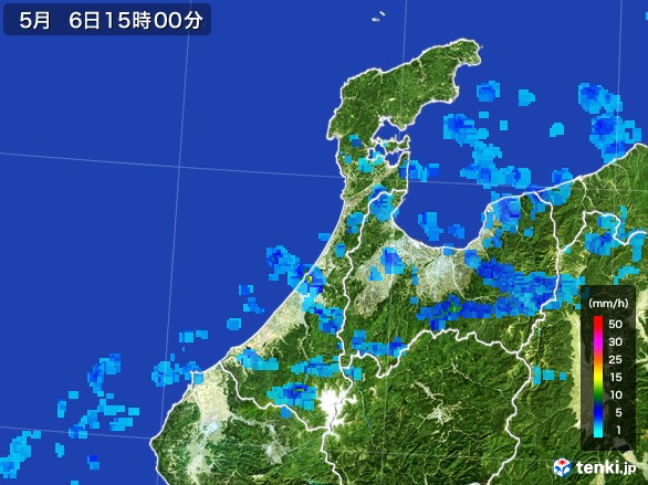 石川県の雨雲レーダー(2017年05月06日)