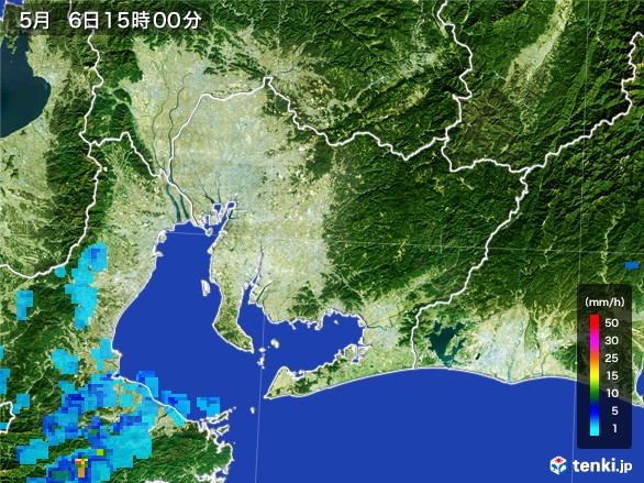 愛知県の雨雲レーダー(2017年05月06日)