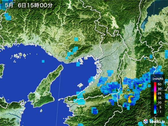 大阪府の雨雲レーダー(2017年05月06日)