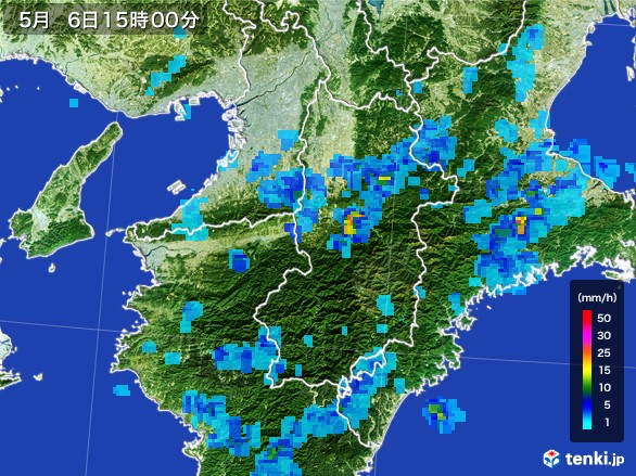 奈良県の雨雲レーダー(2017年05月06日)