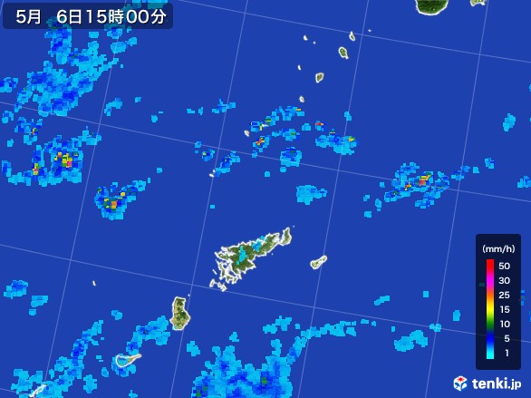 奄美諸島(鹿児島県)の雨雲レーダー(2017年05月06日)