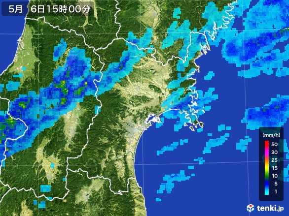 宮城県の雨雲レーダー(2017年05月06日)