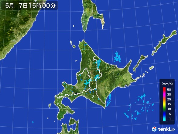 北海道地方の雨雲レーダー(2017年05月07日)