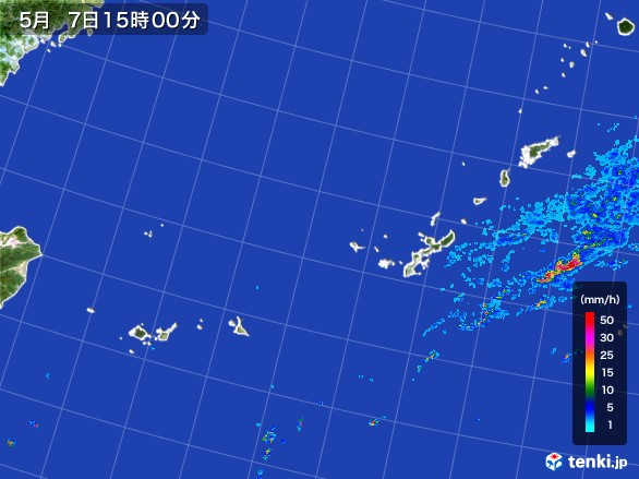 沖縄地方の雨雲レーダー(2017年05月07日)