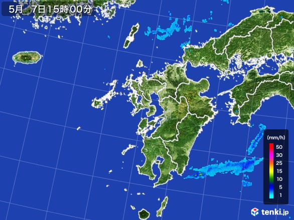 九州地方の雨雲レーダー(2017年05月07日)