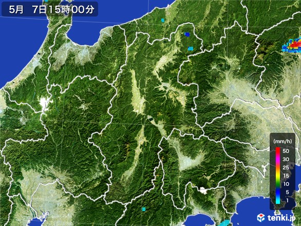 長野県の雨雲レーダー(2017年05月07日)