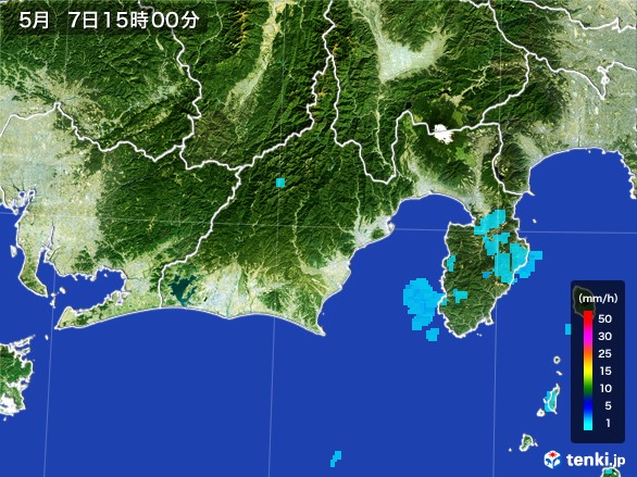 静岡県の雨雲レーダー(2017年05月07日)
