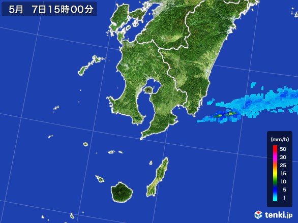 鹿児島県の雨雲レーダー(2017年05月07日)