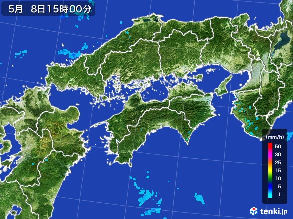 四国地方の雨雲レーダー(2017年05月08日)