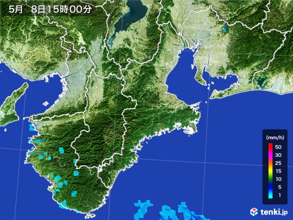 三重県の雨雲レーダー(2017年05月08日)