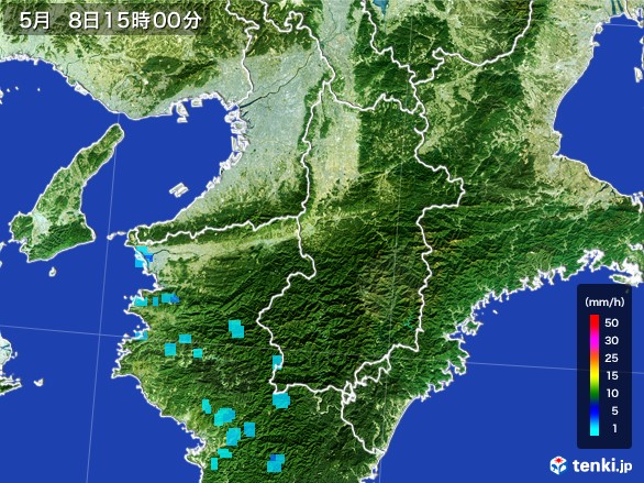 奈良県の雨雲レーダー(2017年05月08日)