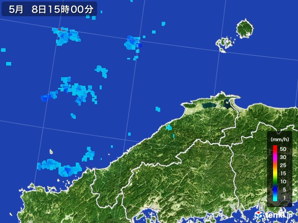 島根県の雨雲レーダー(2017年05月08日)