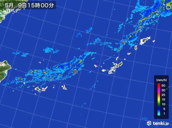 沖縄地方の雨雲レーダー(2017年05月09日)