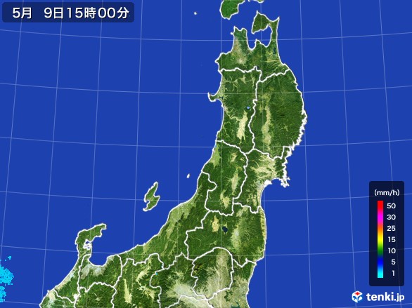 東北地方の雨雲レーダー(2017年05月09日)