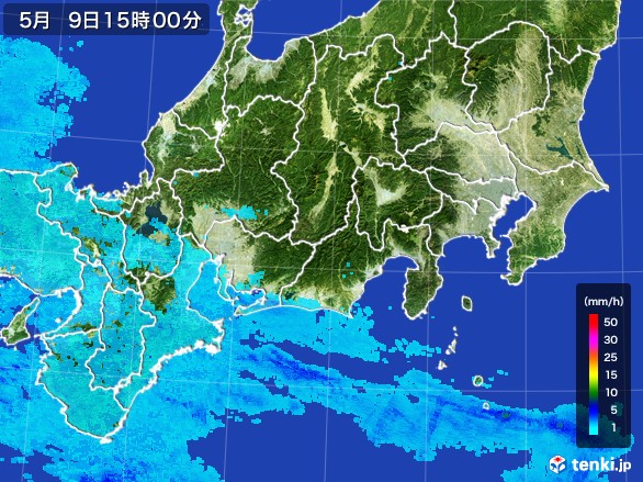 東海地方の雨雲レーダー(2017年05月09日)