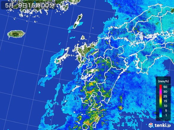 九州地方の雨雲レーダー(2017年05月09日)