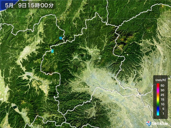 群馬県の雨雲レーダー(2017年05月09日)
