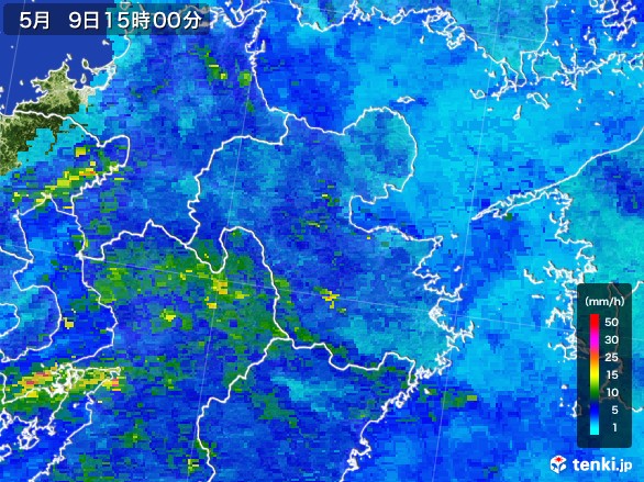 大分県の雨雲レーダー(2017年05月09日)